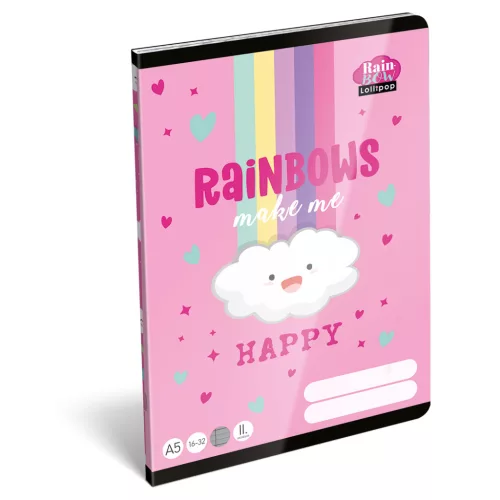 LizzySuli Füzet Tűzött A/5 16-32 2. Osztályos 32 Lapos Lollipop Rainbow