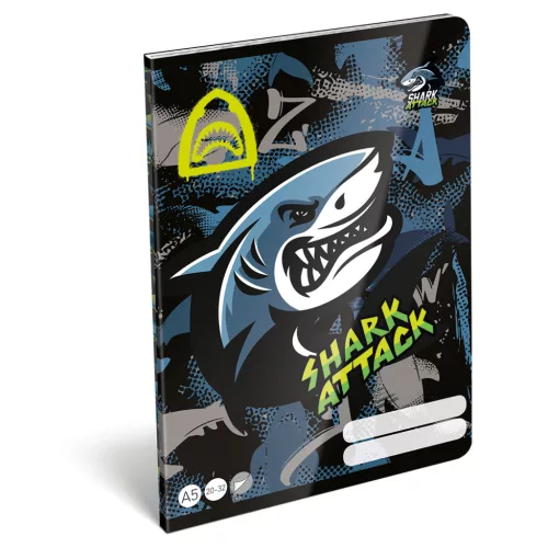 LizzySuli Füzet Tűzött A/5 Sima 20-32 32 Lapos Shark Attack