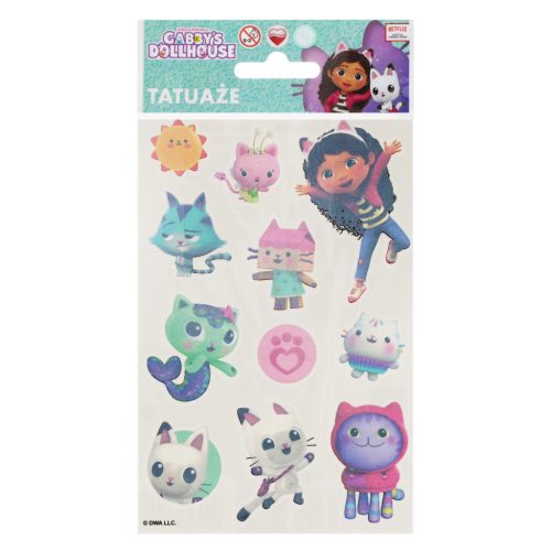 Tetováló Matrica Gyerekekeknek 10x17,5 cm Gabbys Dollhouse