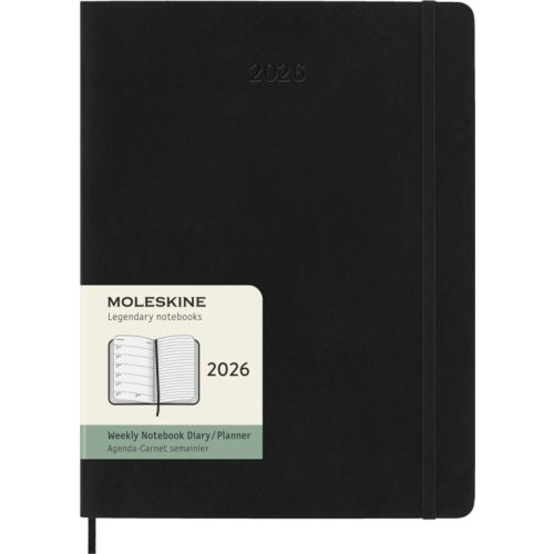 MOLESKINE HATÁRIDŐNAPLÓ 2025 12 HÓNAP HETI TERVEZŐ PUHA FEKETE "XL"