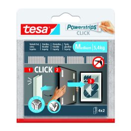   Tesa 77721 Tépőzár Csíkok M Méret Öntapadós 4x2 darab/Csomag Powerstrips Click