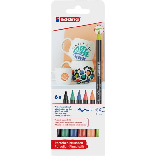 Edding 4200/6 Porcelán Ecsetirón Marker Vivid Color 6 Különböző Szín