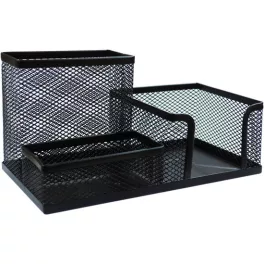   Mesh Asztali Írószer Jegyzet És Névjegytartó 20,6 x 10,6 x 9,8 cm Fekete Fémhálós