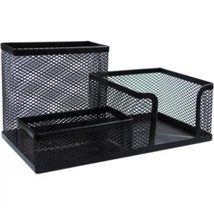   Mesh Asztali Írószer Jegyzet És Névjegytartó 20,6 x 10,6 x 9,8 cm Fekete Fémhálós