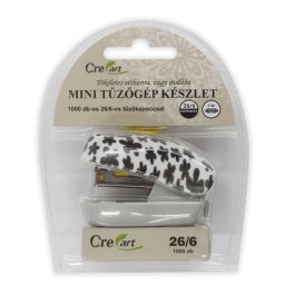   CreArt Tűzőgép Készlet 24/6 Fekete Fehér Mintás Tűzőkapoccsal