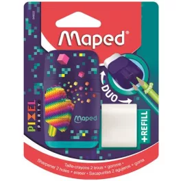   Maped Hegyező Kétlyukú Tartályos Pótradírral Bliszteres Pixel Party Connect