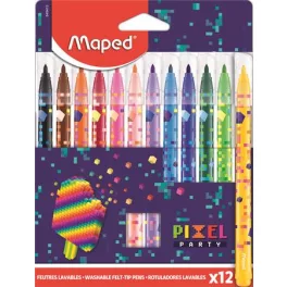   Maped Filctoll Készlet 12 Darab/Csomag Kimosható 2,8 mm Pixel Party
