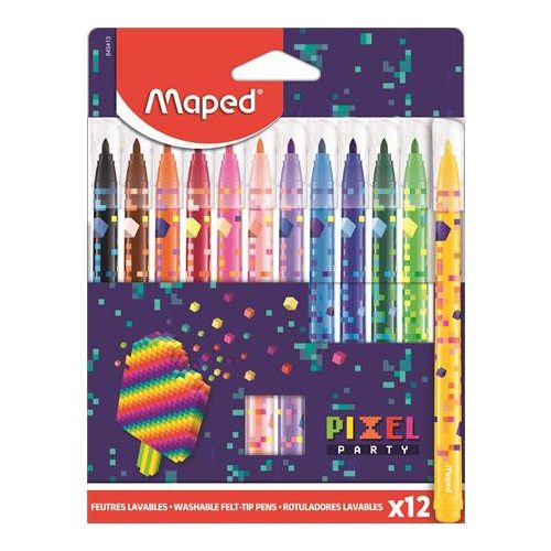 Maped Filctoll Készlet 12 Darab/Csomag Kimosható 2,8 mm Pixel Party