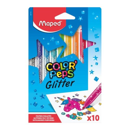 Maped ColorPeps Glitter Maped Filctoll Készlet 28 mm Csillámos 10 Különböző Szín