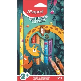   Maped Színesceruza Készlet Háromszögletű Vastag 12 Darab/Csomag Jungle Fever