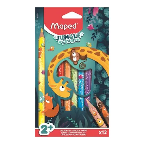 Maped Színesceruza Készlet Háromszögletű Vastag 12 Darab/Csomag Jungle Fever