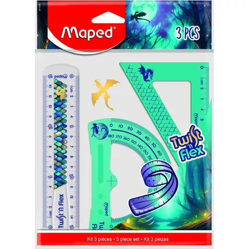 Maped Twist N Flex Vonalzó Készlet 15 cmTörhetetlen 3 Darab/Készlet Dragon