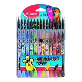   Maped Color Peps Filctoll És Színes Ceruza Készlet Monster 12+15 Különböző Szín