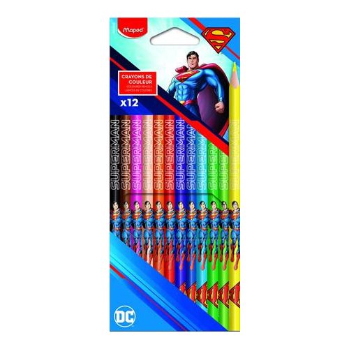 Maped Színesceruza Készlet Háromszögletű 12 Szín/Készlet Superman