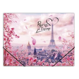   Panta Plast Gumis Mappa A/4 Műanyag Hajlítható Gerinc Take Me To Paris