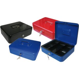   OfficeArt Pénzkazetta 30x24x9 cm Piros Zárható 5 Rekeszes Érmetartó Tálcával