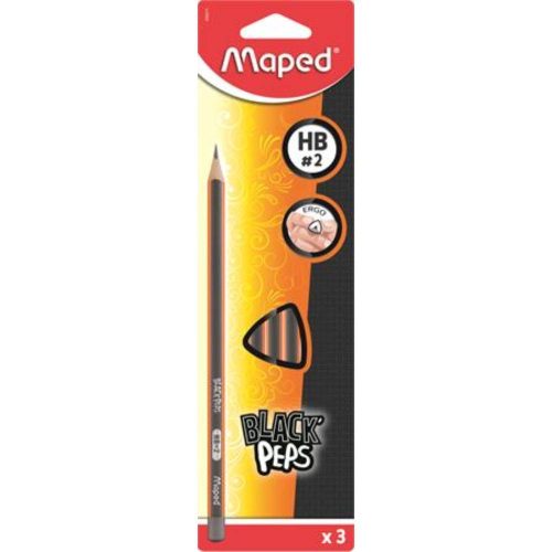Maped Black Peps Grafitceruza HB Háromszögletű 3 Darab/bliszter