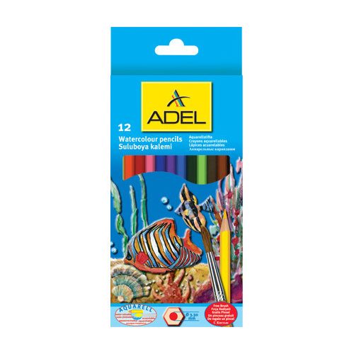 Adel Akvarell Színes Ceruza Készlet Ecsettel 12 Darabos