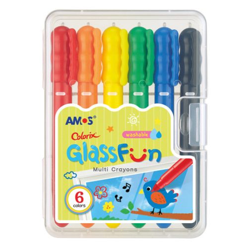 Amos Glassfun Ablakfestő Zsírkréta Műanyag Dobozban 6 Darab/doboz