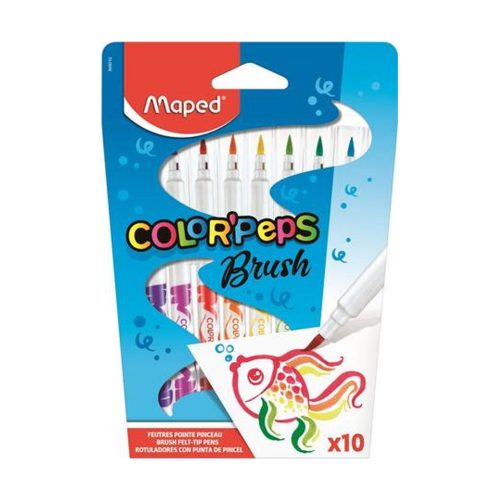 Maped Colorpeps Brush Filctoll Készlet Ecsetjellegő Kimosható 10 Szín/Készlet