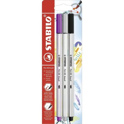 Stabilo Pen 68 Brush Ecsetfilc Készlet 3 darab/készlet