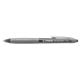   Stabilo Performer+ Golyóstoll 0,38 mm Fekete Tinta Szürke Fogóval Nyomógombos