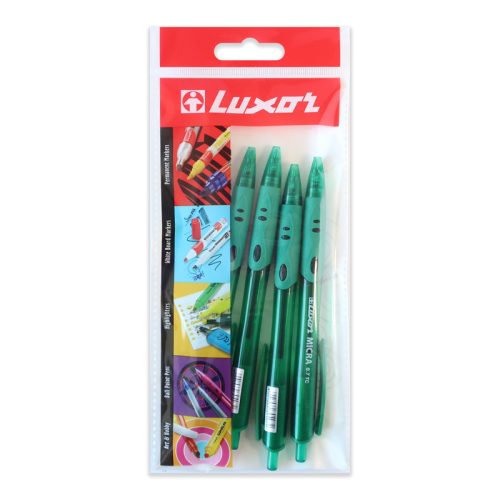 Luxor Micra Golyóstoll 0,7 mm Zöld Tinta Nyomógombos 4 Darab/Csomag