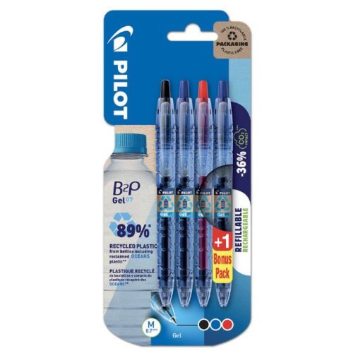 Pilot Zseléstoll B2P Gel multipack fekete kék piros+ kék