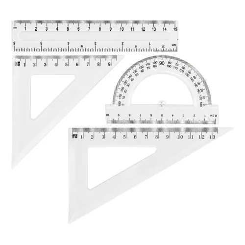 Grand GR-031T Vonalzókészlet 4 Darab/Készlet Műanyag 15 cm Átlátszó