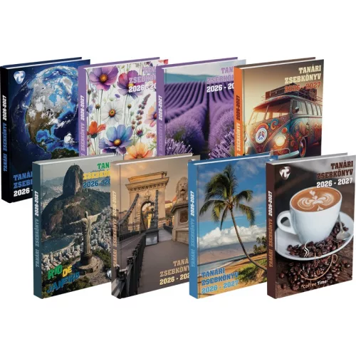 T-Creativ Tanári Zsebkönyv A/5 2026-2027 240+4 Oldalas Vegyes Minta