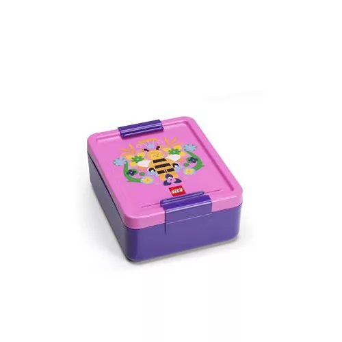 Uzsonnás doboz, LEGO "Bee", lila-rózsaszín-mintás