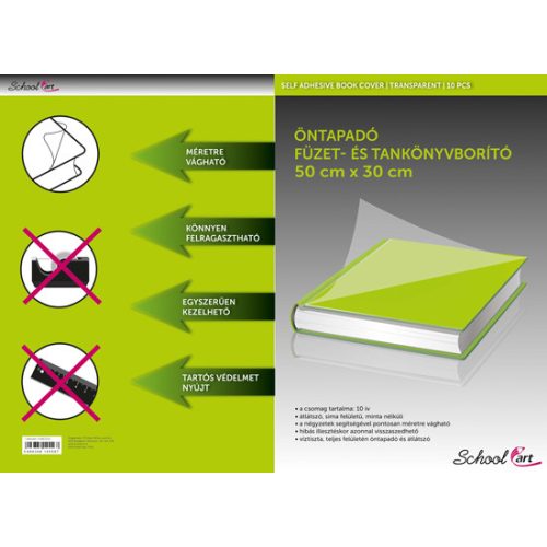 SchoolArt Tankönyvborító 50x30 cm Öntapadós A/4 Átlátszó 10 ív/Csomag