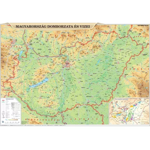 Kétoldalas Könyökalátét Magyarország Domborzata és Magyarország Borvidékei 66x45 cm