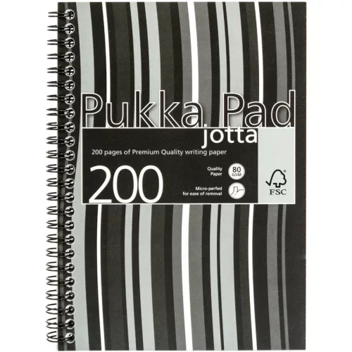 Pukka Pad Spirálfüzet A/5 100 Lapos Vonalas Jotta Pad Fekete-Fehér