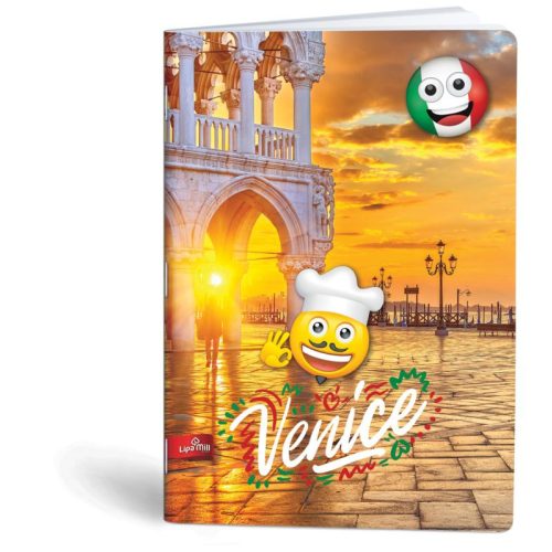 Lipamill Tűzött Füzet A/4 Négyzetrácsos 40+2 Lap Mmoji Venice