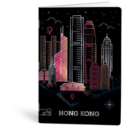 Lipamill Tűzött Füzet A/4 Négyzetrácsos 40+2 Lap Metallic Cities Hong Kong