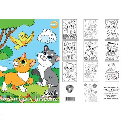 T-Creativ Színező Lapok 10 Ív/ Csomag Cicák