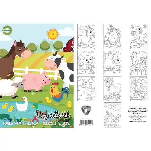 T-Creativ Színező Lapok 10 Ív/ Csomag Háziállatok
