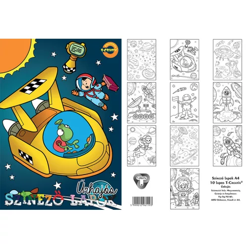 T-Creativ Színező Lapok 10 Ív/ Csomag Űrhajós
