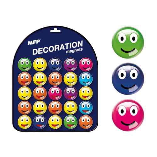 Dekorációs Mágneskorong Emotikon Mintás 3,5 Cm Vegyes Színek