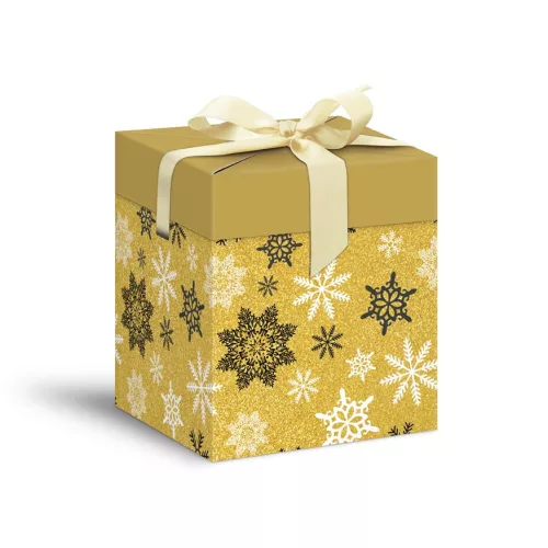 MFP Díszdoboz Összehajtható 12x12x15 cm Arany Hópelyhek
