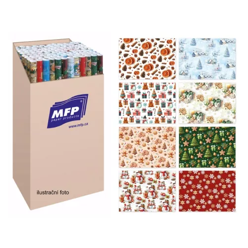 Díszcsomagoló Papír Tekercses 70 X 200 Cm Karácsonyi Mintás Vegyes Minta 2 Ív/Tekercs