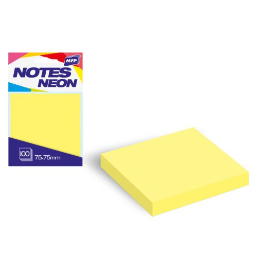 Jegyzettömb Öntapadós 75x75 mm 100 Lap Neon Sárga