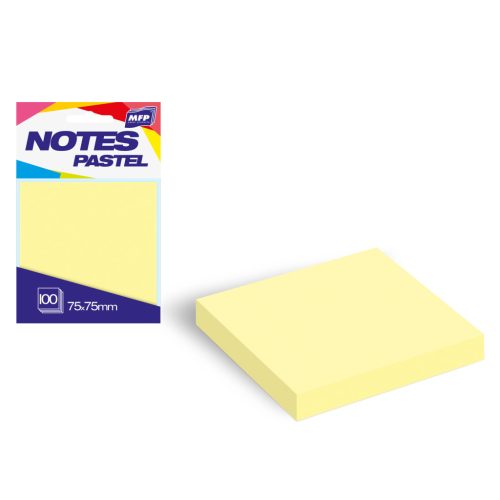 Jegyzettömb Öntapadós 75x75 mm 100 Lap Pasztell Sárga