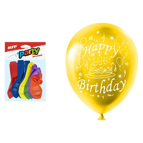 Lufi 23 cm 12 Darab/Csomag Happy Birthday Vegyes Színek