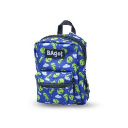   Bago! Alien Hátizsák Mini Kék Alapon Zöld Ufó Minta Strapabíró Pillekönnyű