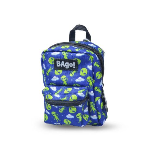 Bago! Alien Hátizsák Mini Kék Alapon Zöld Ufó Minta Strapabíró Pillekönnyű