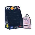 Bago! Mini Hátizsák Lila Vízlepergető Cipzáras Arany Macskás Mintával Kulcskarikára Akasztható