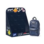 Bago! Mini Hátizsák Sötétkék Fonott Hatású Fényes Felület Két Cipzáras Rekesz