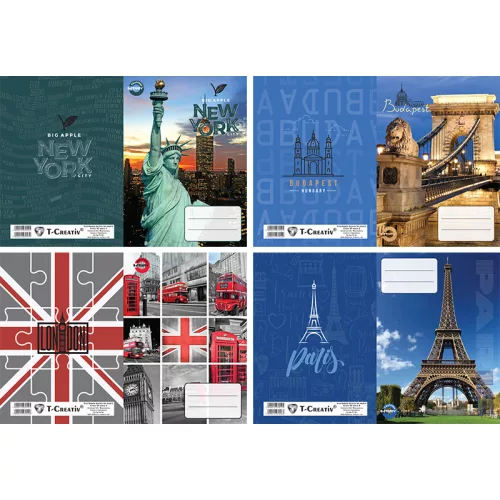 T-Creativ Füzetborító Betétes A/5 Cities